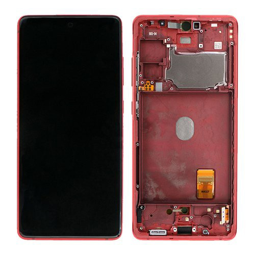 Samsung Galaxy S20 FE komplett LCD kijelző érintőpanellel keretes piros (GH82-24219E)