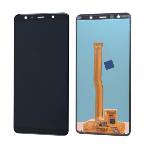 Samsung Galaxy A7 (2018) kompatibilis LCD modul OEM jellegű fekete (GH96-12078A)