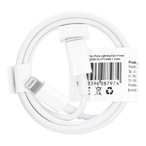 Type C - iPhone Lightning 8-pin PD18W 2A C973 adatkábel 1 méter fehér (Eco csomagolás)