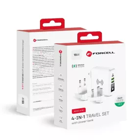   Forcell 4 az 1-ben multifunkciós gyorstöltő power bankkal és vezeték nélküli töltéssel USB + Type C 15W 8000mAh