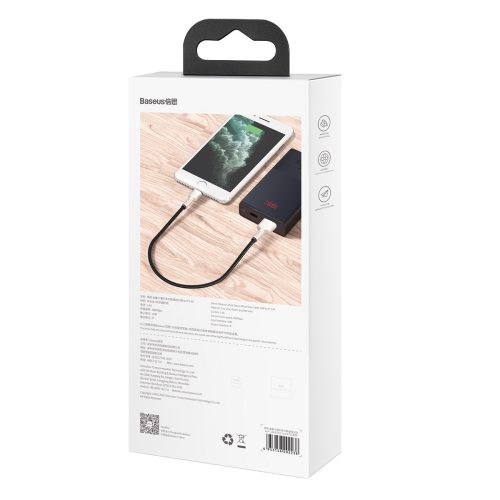 Baseus Cafule iPhone Lightning adat- és töltőkábel fém borítású 2.4A 0.25m fekete