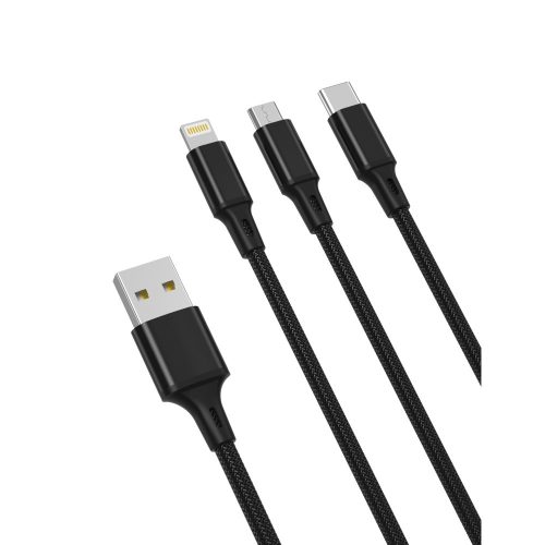 XO NB173 3in1 USB - Lightning + USB-C + microUSB 1,2 m 2,4A fekete
