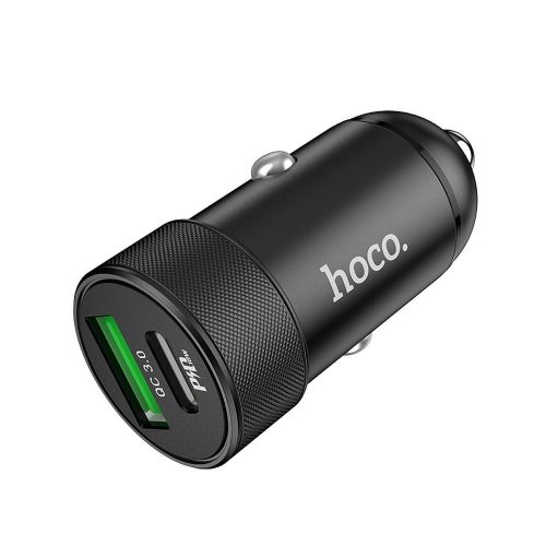 Hoco autós töltő PD20W + USB QC3.0 Z32B fekete