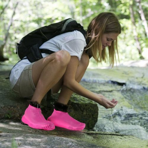 Cipőre húzható vízálló lábvédő 26-34-es mérethez sötét rózsaszín