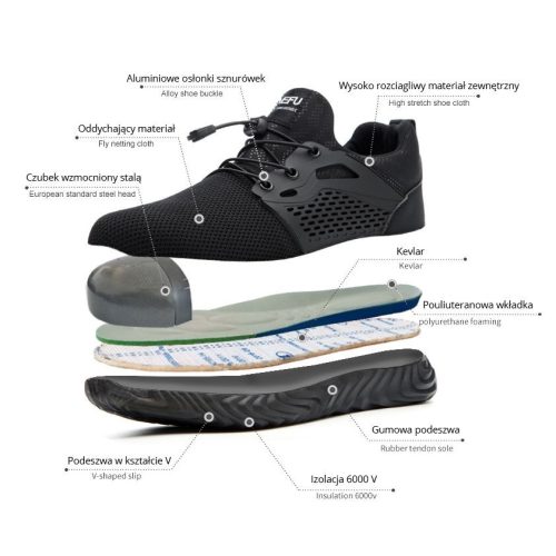 Munkavédelmi cipő - Fekete (45-ös méret)