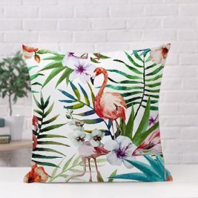 Boho dekor párnahuzat flamingo