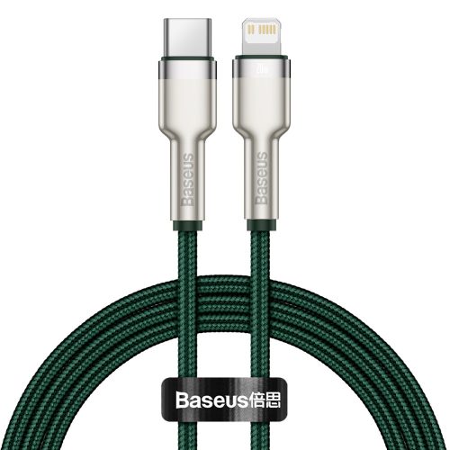 Baseus Cafule fém borítású Type C - Lightning adat- és töltőkábel 20W 1,0m zöld