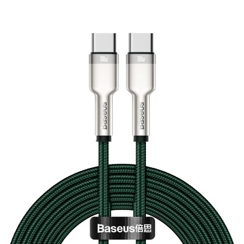 Baseus Cafule fém borítású Type C - Type C adat- és töltőkábel 100W 2,0m zöld