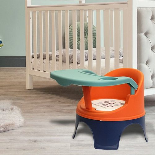 Hordozható baba szék etetéshez és játékhoz - narancssárga és sötétkék