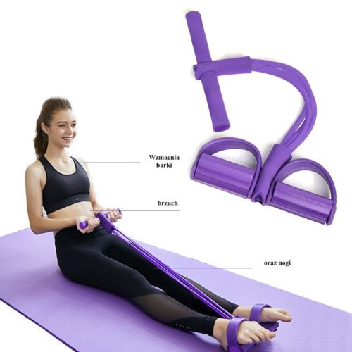 Expander eszköz a lábak, a has, a comb izmainak erősítéséhez, lila