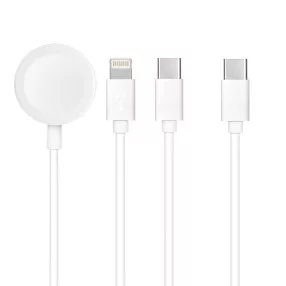   3 az 1-ben Type C Lightning / Type C 2A / iWatch adat- és töltőkábel 3W 1A fehér