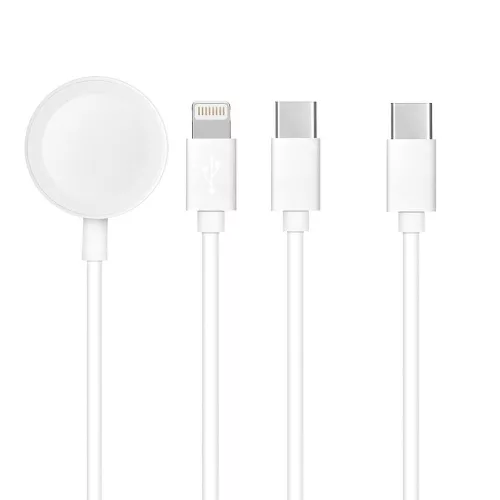 3 az 1-ben Type C Lightning / Type C 2A / iWatch adat- és töltőkábel 3W 1A fehér