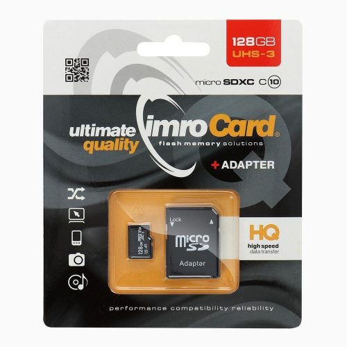 Imro Micro SD memóriakártya SD adapterrel 128GB Class 10 UHS3