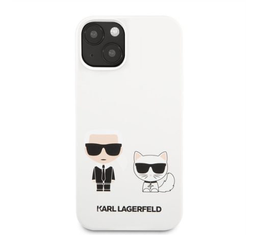 Apple iPhone 13 Karl Lagerfeld and Choupette Liquid szilikon hátlap tok fehér