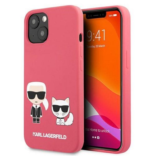 Apple iPhone 13 Pro Karl Lagerfeld and Choupette Liquid szilikon hátlap tok piros