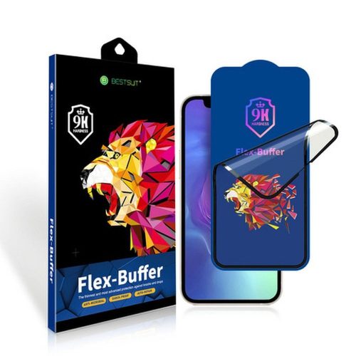 iPhone 12 Pro Max 6,7" Bestsuit Flex-Buffer 5D hibrid kijelzővédő Biomaster antibakteriális bevonattal fekete