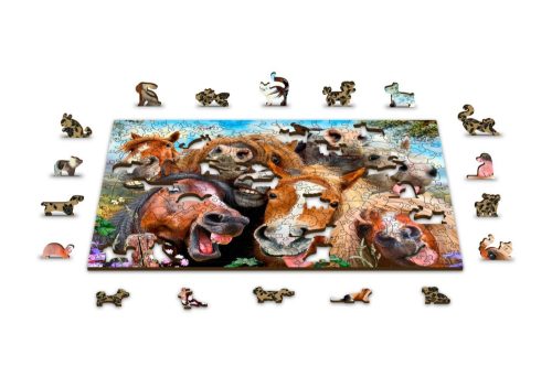 3D fa puzzle, Happy Selfie-horses 300 darab