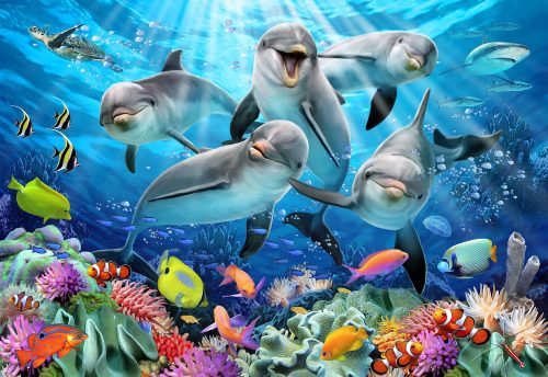 3D fa puzzle, Happy dolphins 505 darab