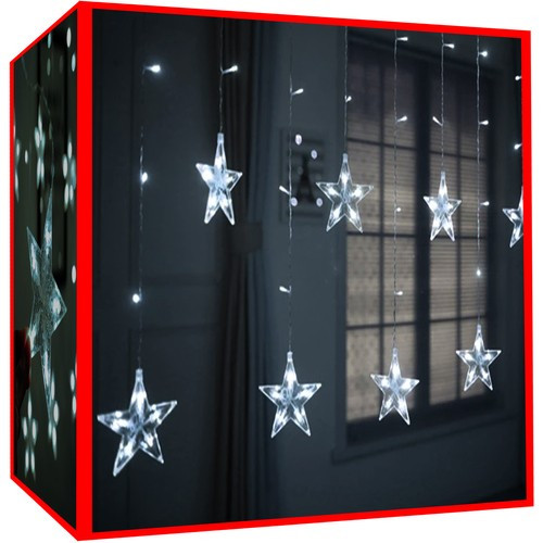 Karácsonyi fényfüzér, csillag 108 LED 31V, hideg fehér
