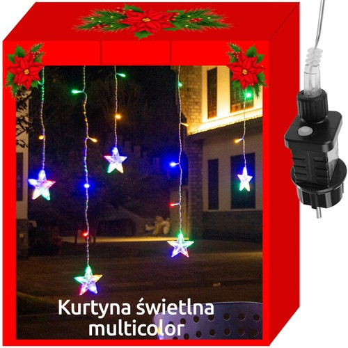 Karácsonyi fényfüzér, csillag 108 LED 31V, színes
