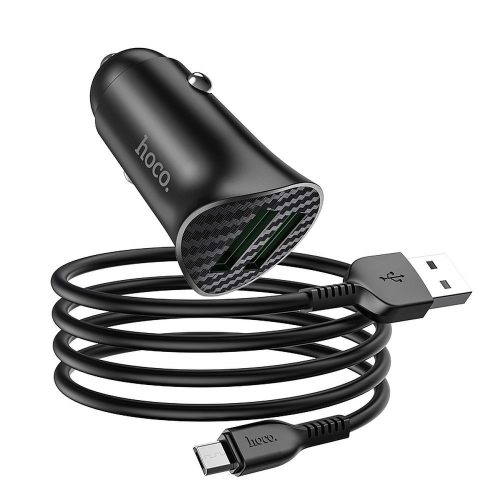 Hoco autós töltő 2x USB QC3.0 18W fekete