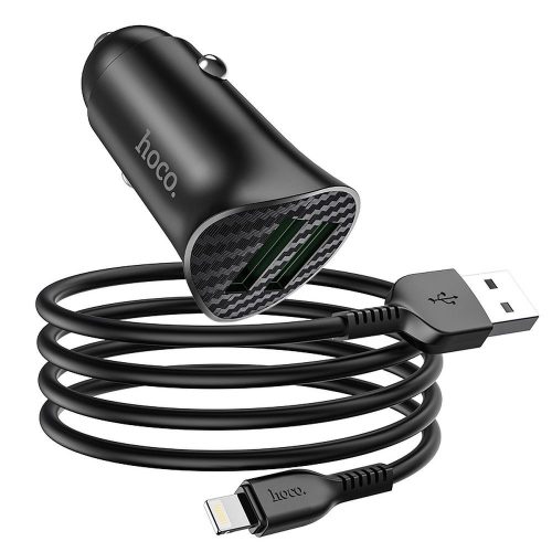 Hoco autós töltő 2x USB QC3.0 18W fekete