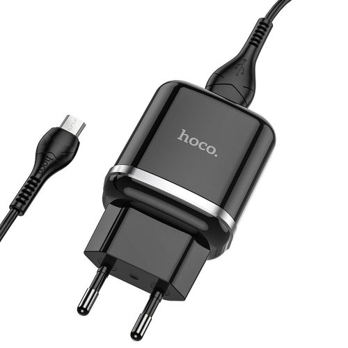 Hoco N3 hálózati gyorstöltő Micro USB kábellel USB 3A QC3.0 fekete
