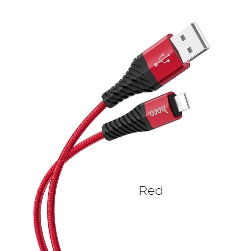 Hoco Coolt lightning 8 pin X38 adatkábel / töltőkábel Iphone-hoz, 1 méter, piros