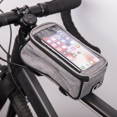 Vízálló kerékpáros táska telefontartóval szürke