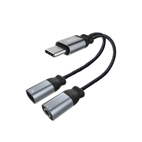 XO NBR160B Type C - 3,5mm-es jack - Type C audio adapter fekete