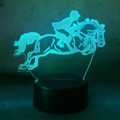 3D LED éjjeli lámpa "Lovas" Hologram + távirányító