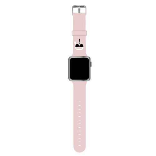 Apple Watch 42 / 44 / 45 Silicone Karl's Head hátlap tok KLAWLSLKP rózsaszín