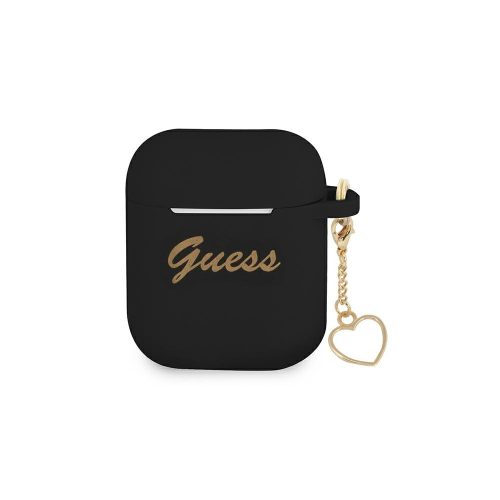 Airpods 3 Guess Silicone Heart Charm tok GUA3LSCHSK fekete
