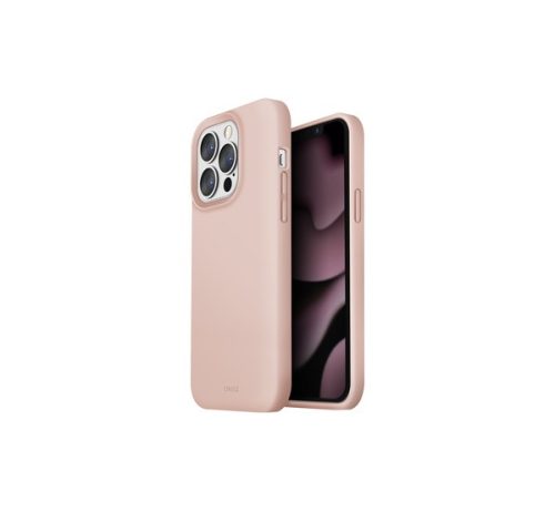 Apple iPhone 13 Pro Uniq Lino szilikon tok, rózsaszín