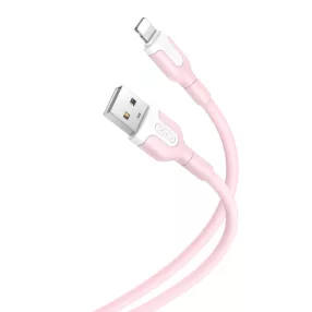   XO NB212 iPhone Lightning adat- és töltőkábel 1,0 m 2,1A rózsaszín