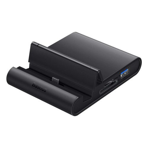 BASEUS asztali töltő és adatátviteli állvány Type-C aljzat (3 USB / HDMI / SD kártyaolvasó, PD gyorstöltés tám.) FEKETE WKMD000001