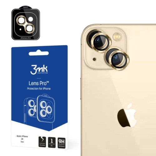 iPhone 14 6,1" 3MK Lens Protection Pro rugalmas kamera lencse védő fólia arany
