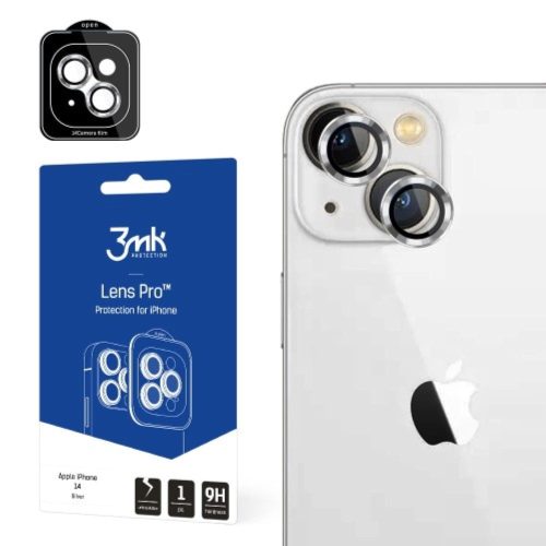 iPhone 14 6,1" 3MK Lens Protection Pro rugalmas kamera lencse védő fólia ezüst