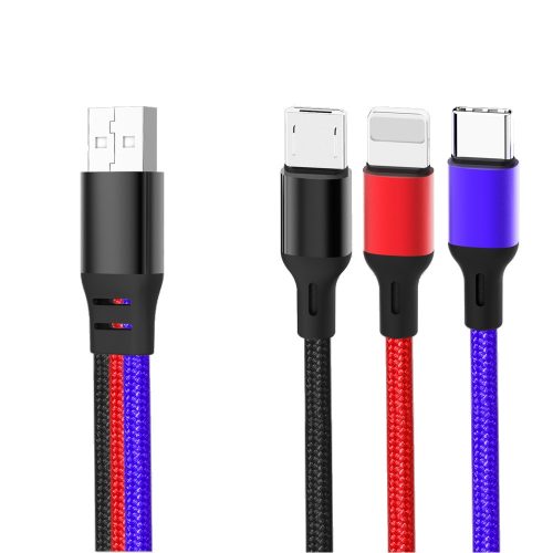 XO cable NB143 3in1 USB - Lightning + Type C + Micro USB 1,2m 2,4A szines