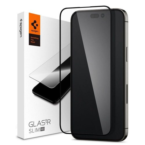 Spigen Glas.tR Slim HD Apple iPhone 14 Pro Tempered kijelzővédő fólia, fekete