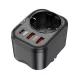HOCO multifunkciós töltő Type C PD20W + 2x USB QC3.0 3A + socket NS3 black