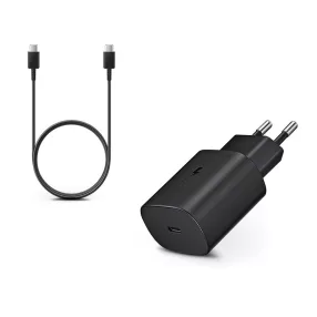  Samsung gyári Type-C hálózati töltő adapter + Type-C adat- és töltőkábel - 5V/3A - EP-TA800 PD3.0 + EP-DA705 black (ECO csomaglás)