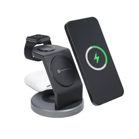   FORCELL vezeték nélküli töltő Qi 3in1 15W  Mag Charger  MagSafe fekete