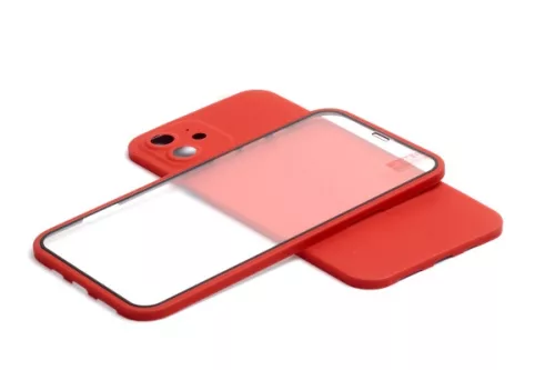 360 FULL BODY IPHONE 12 6.1 TPU TOK + ÜVEGFÓLIA PIROS