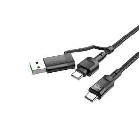   HOCO U106 2 IN 1 TYPE-C / TYPE-C / LIGHTNING KÁBEL 100W / PD 20W 1.2 MÉTER FEKETE