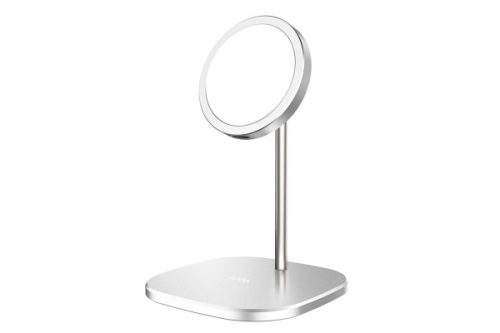 HOCO CW32 HAPPINESS MÁGNESES WIRELESS GYORST&Ouml;LTŐ ÁLLVÁNY (MAGSAFE) EZÜST