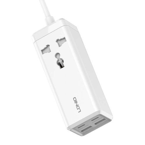 Power strip with 1 AC socket, 2x USB, 2x USB-C LDNIO SC1418, EU/US, 65w fehér