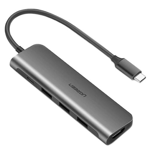 UGREEN 5 az 1-ben USB-C – HDMI 4K adapter, 3x USB 3.0, Type-C (szürke)
