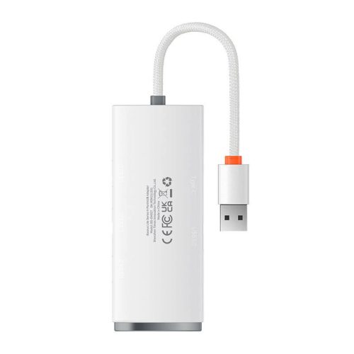 Baseus Lite Series 4 az 1-ben USB - 4x USB 3.0 hub, 25 cm (Fehér)