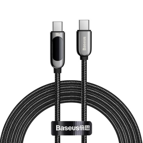 Baseus USB Type C - USB Type C kábel 100W (20V / 5A) PD kijelzővel 2m fekete (CATSK-C01)